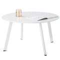 Meluvici Outdoor Side Table, Outdoor/Indoor Metal Steel Patio Coffee Table, Round Weather Resistant Anti-Rust, White