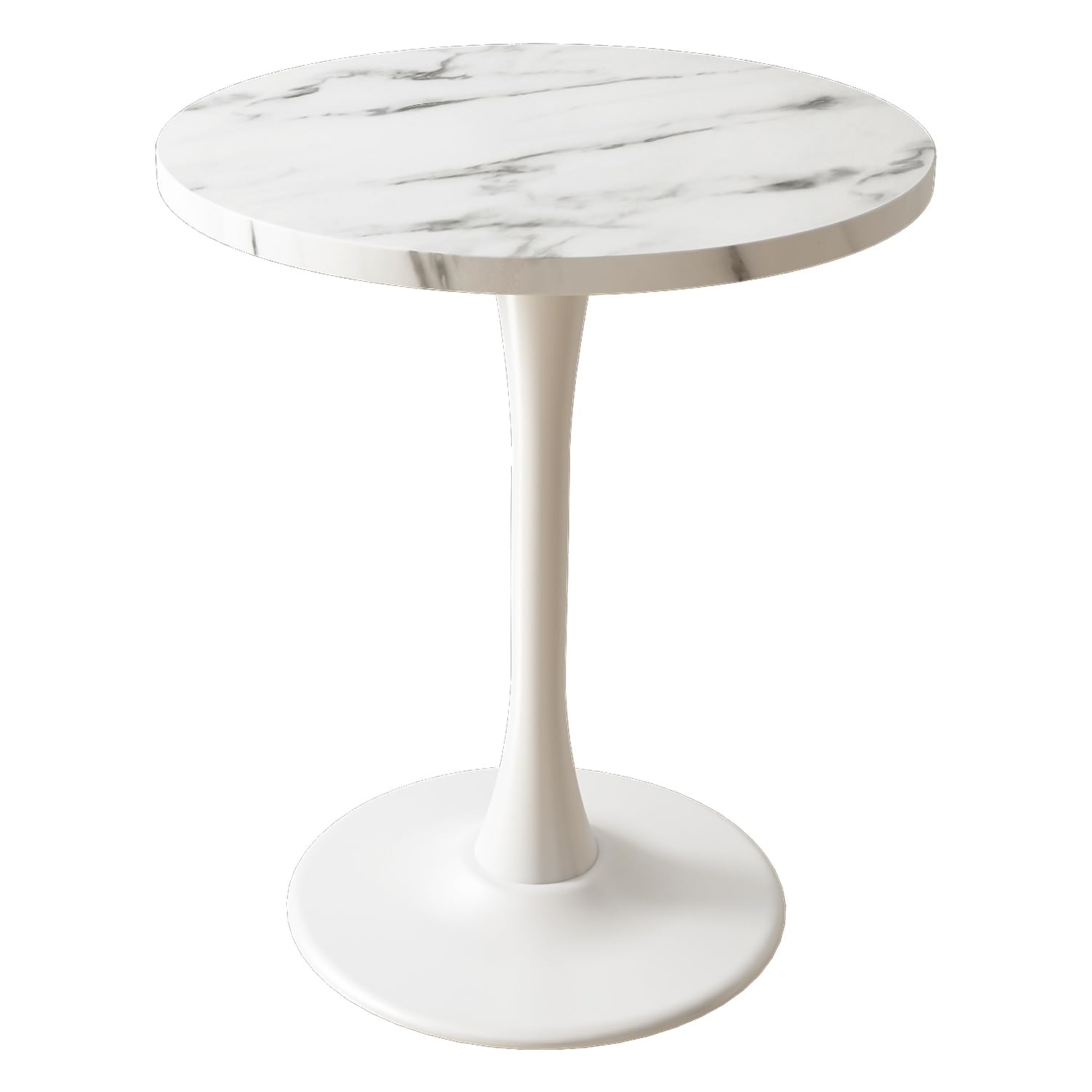 Kasinali White Round Table Modern Dining Table Marble Texture Tulip Round Kitchen Table Mid Century Coffee Table for Living Room