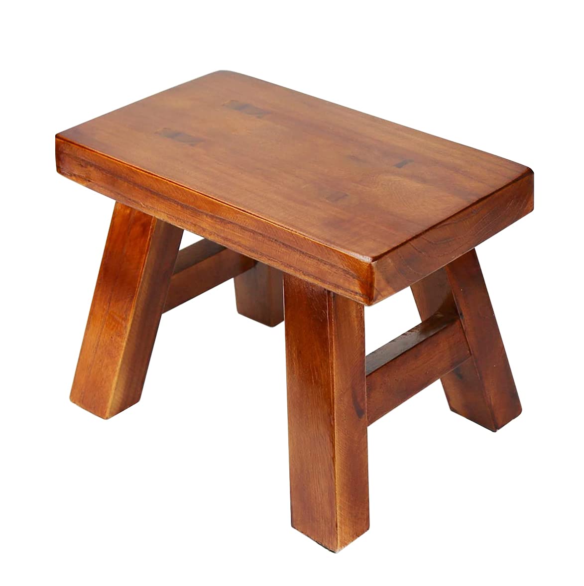 XDSTOOL Small Stool Wooden Step Stool Footstool Solid Wood 8 inch for Kids Adults Plant Stand Fishing Stool (Brown)