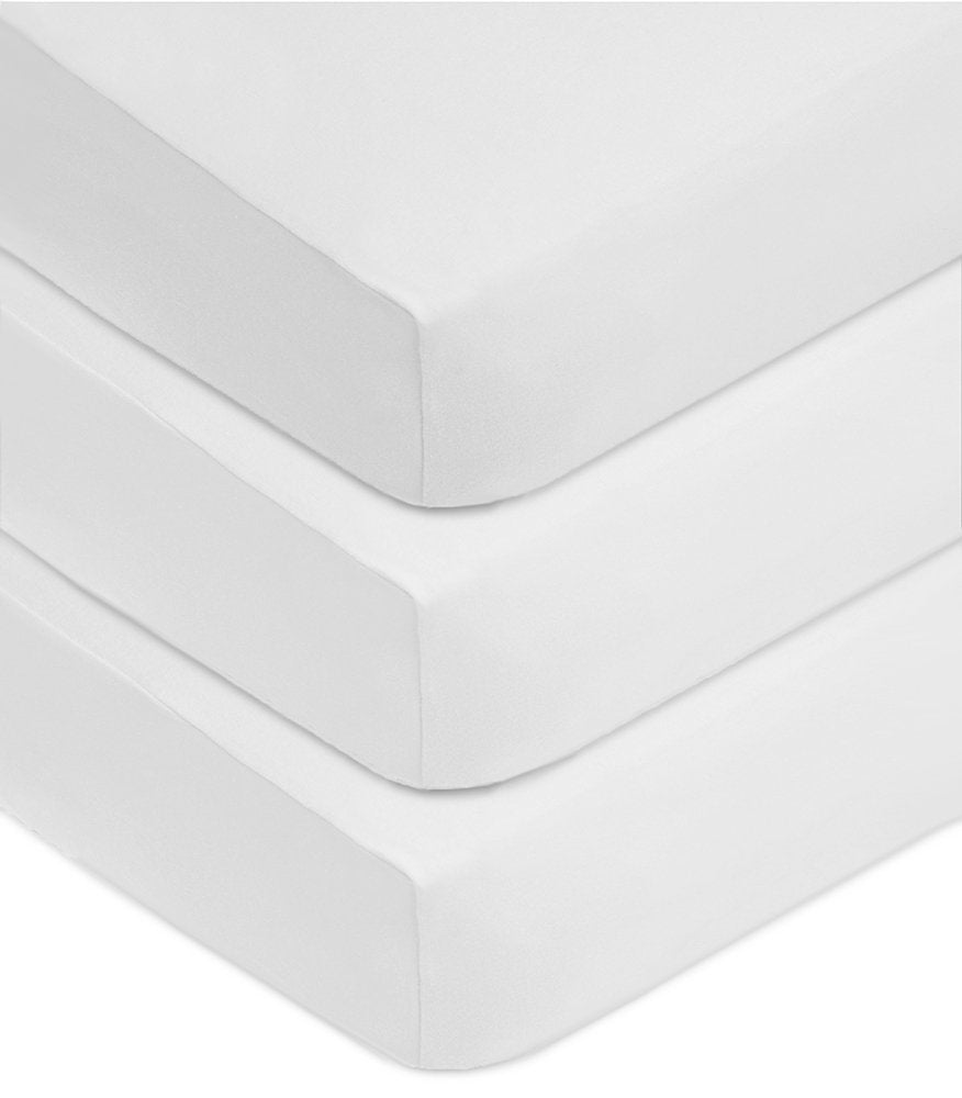 American Baby Company 3 Pack Fitted Crib Sheets 28 x 52, Soft Breathable Neutral 100% Cotton Jersey Sheet, White, for Boys and G