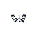 SAFAVIEH Outdoor Collection Pacifica Natural Brown Solid Wood/Navy & White Stripe Cushion 3-Piece Chaise Lounge Set with Table (