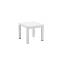 Benjara Josh 18 Inch Side End Table, Polyresin Planks, Crisp White Aluminum Frame