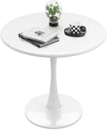White Round Dining Table for 2 Person, 24 Inch Small Tulip Table with Metal Pedestal for Living Room, Mid Century Modern Table f