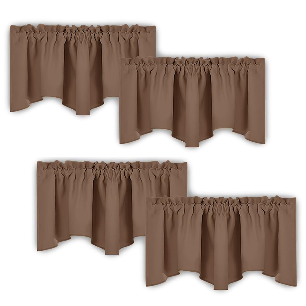 NICETOWN Room Darkening Cappuccino Curtain Valances - Solid Home Fashion 52 inches by 18 inches Rod Pocket Valance Curtain Panel