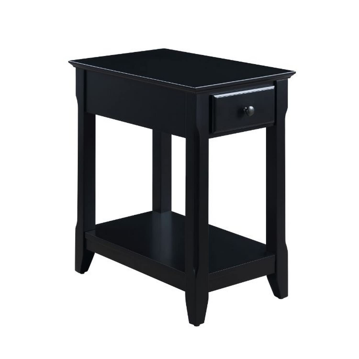 Benjara Accent Table with 1 Drawer and Bottom Shelf, Black