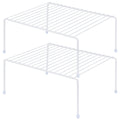 Kitchen Cabinet Storage Shelf Rack/Plastic Feet - (13.1 x 10.2 Inch) - Steel Metal - Rust Resistant Finish - Cups, Dishes, Cabin