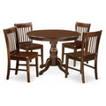 East West Furniture HBNF5-MAH-W 5 Piece Kitchen Table Set for 4 Includes a Round Dining Room Table with Pedestal and 4 Solid Woo
