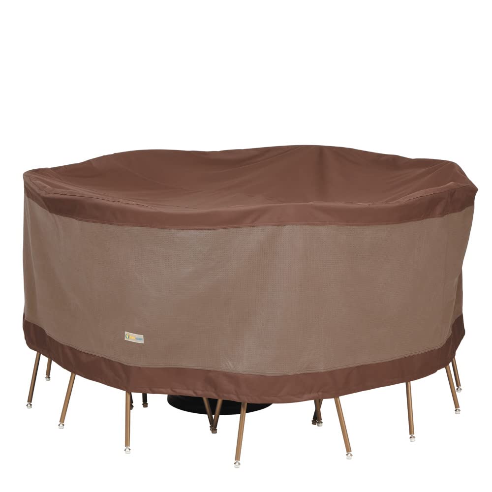 DUCKCOVERS Ultimate Water-Resistant 72 Inch Round Patio Table & Chair Set Cover, Outdoor Table Cover