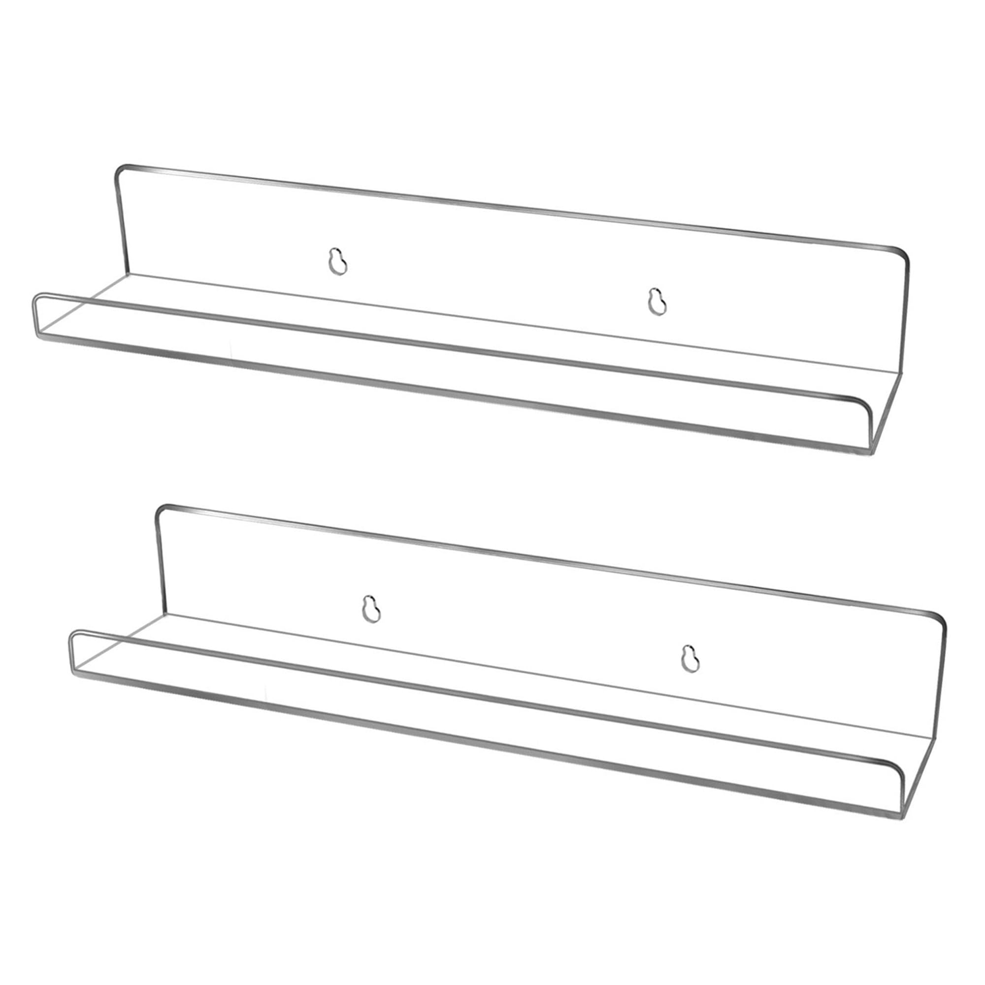 evron Acrylic Floating Shelves - 2-Pack Clear Wall Shelf for Bathroom, Bedroom, or Kitchen - Easy Installation with Adhesive (No