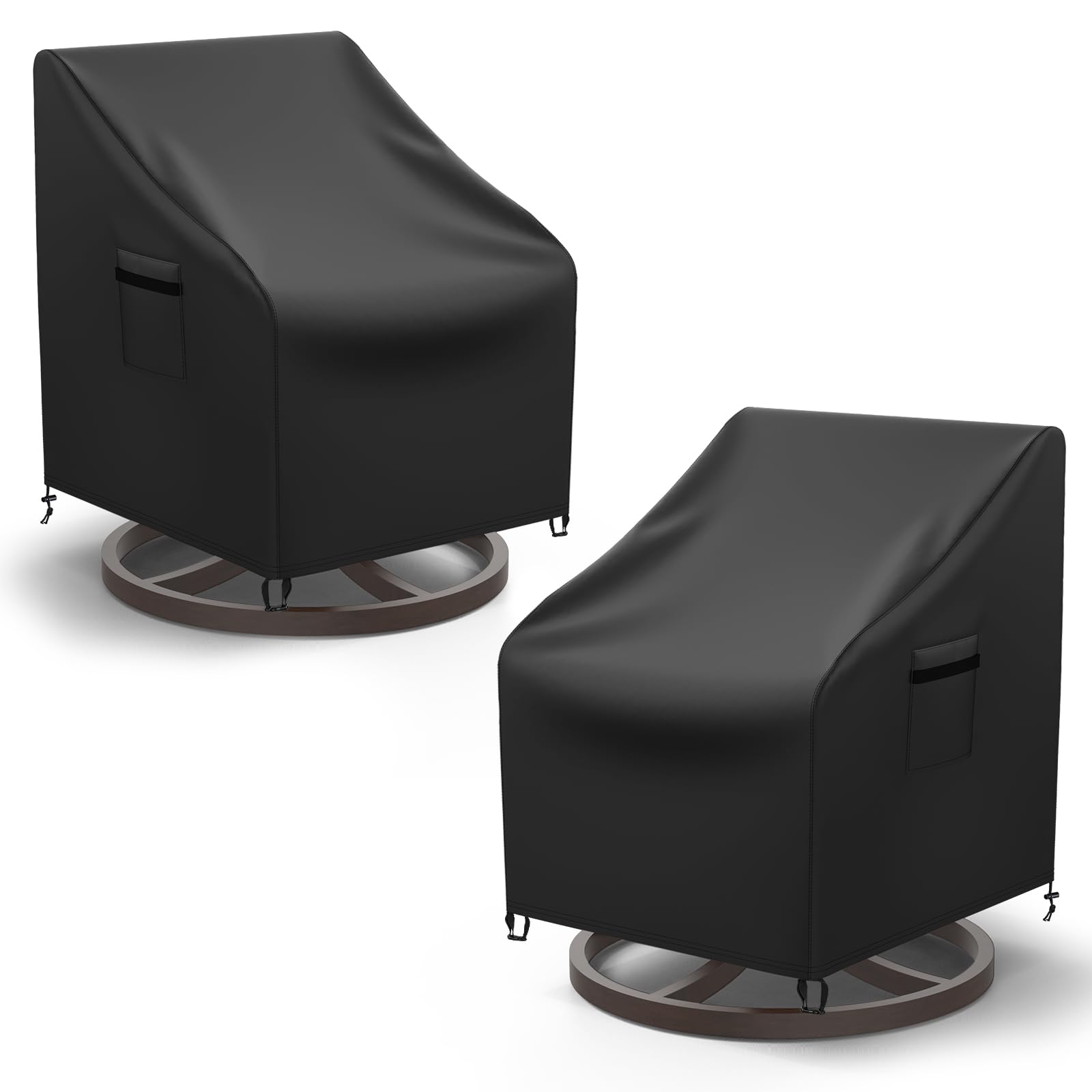 Mrrihand Patio Chair Covers, 2 Pack Outdoor Swivel Lounge Chair Cover, Heavy Duty Patio Rocking Chair Covers, Patio Furniture Co