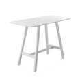 Benjara Keli 43 Inch Bar Table, Classic White Aluminum Frame, Rectanglular Top