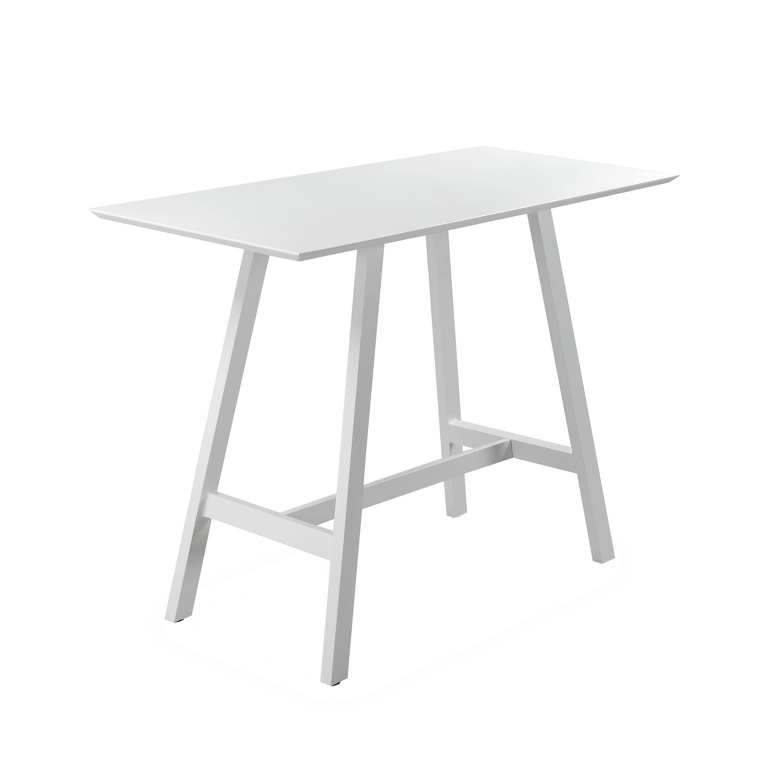 Benjara Keli 43 Inch Bar Table, Classic White Aluminum Frame, Rectanglular Top