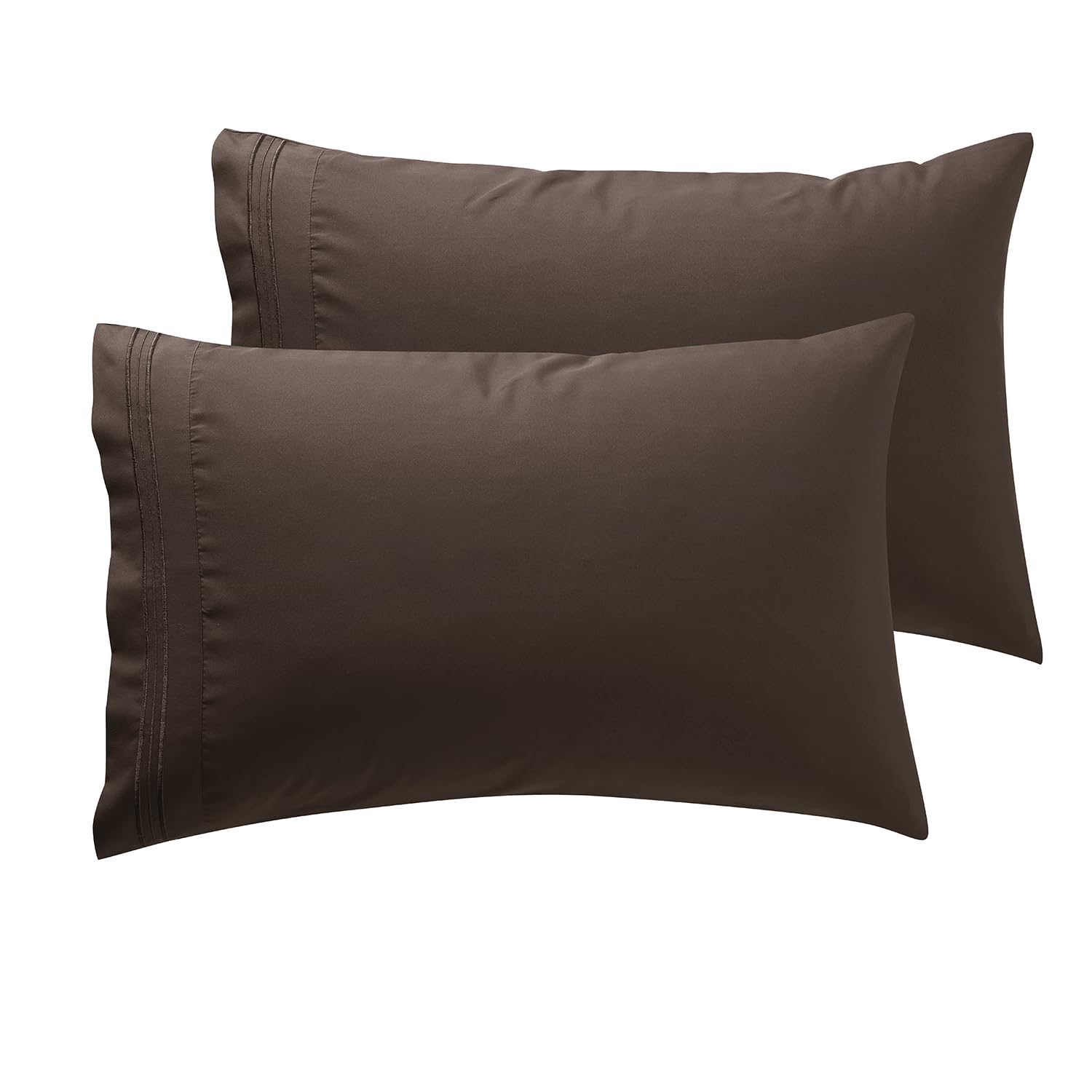 Nestl Brown King Pillow Cases 20x40 Inches, Soft Microfiber, Envelope Closure, King Size Set of 2