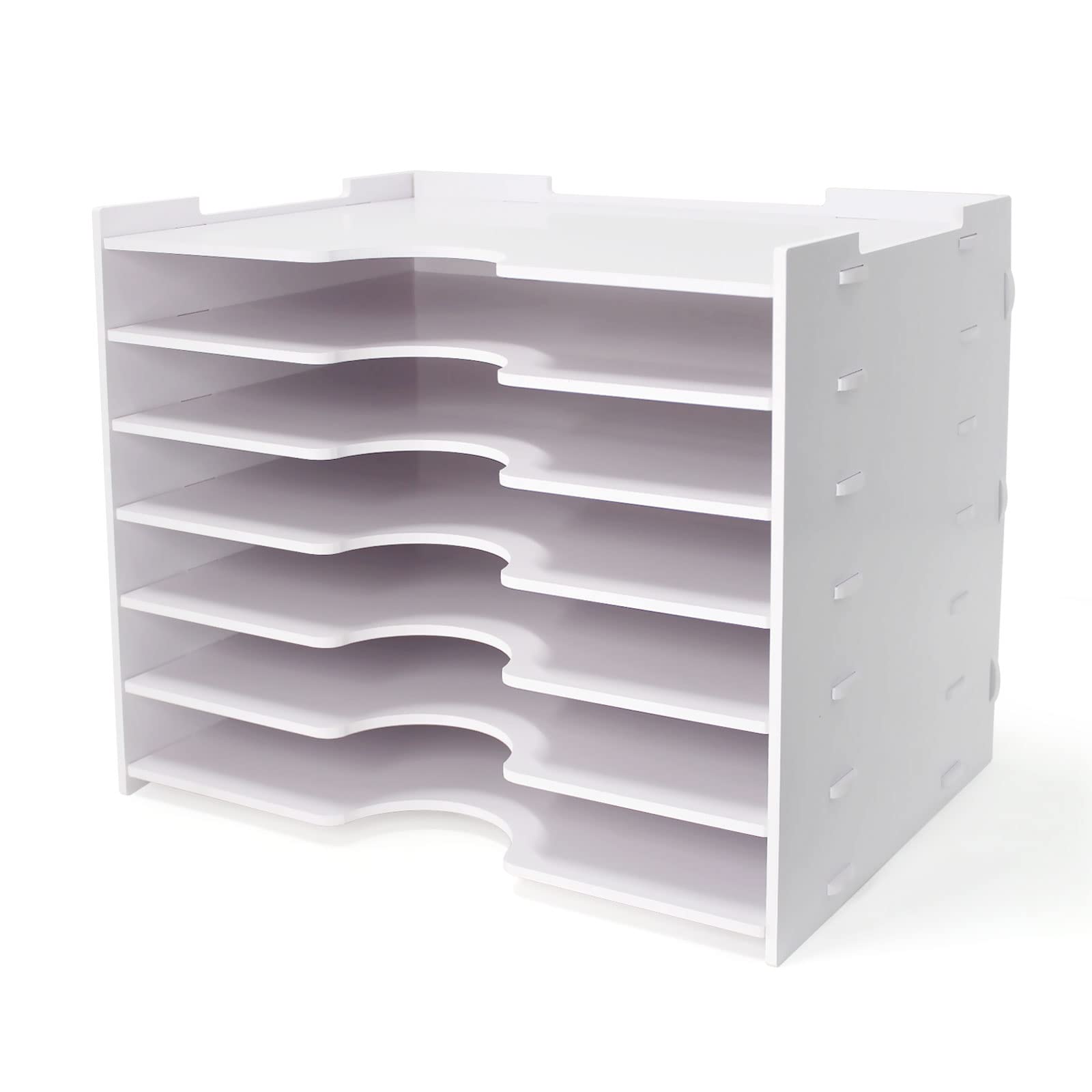 SONGWAY File Organizer for Desk - 7 Tier Wide Document Holder, Letter Mail Tray Storage Rack, A4 Paper Storage Holder, Desktop O