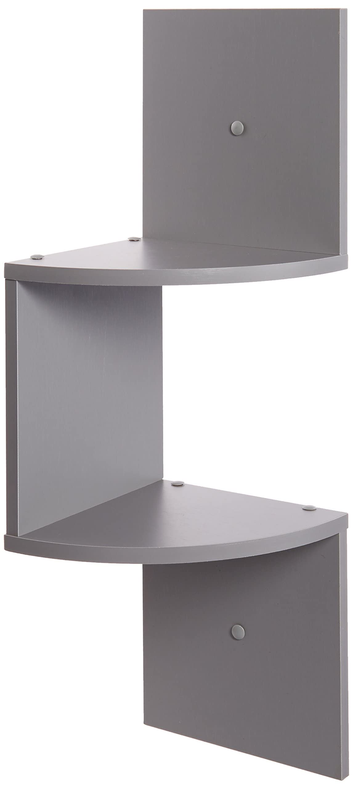 Greenco 2-Tier Corner Shelves, Gray Finish | Floating Wall-Mounted Home Decor Set | Corner Wall Shelf | Living Room, Bedroom, Ba