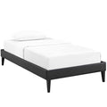Modway Tessie Faux Leather Twin Platform Bed Frame with Wood Slat Support in Black