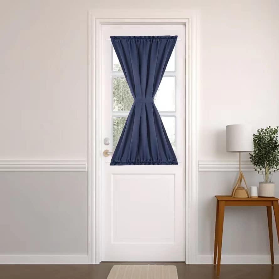 PANOVOUS Small Door Window Curtains for Front Door Christmas, Blackout French Door Curtain Panel for Privacy,Top and Botton Rod 