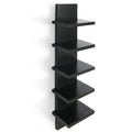 Bloddream 5 Tier Wall Shelves Black, Vertical Column Shelf Floating Storage Home Decor Organizer Design Utility Shelving Bedroom
