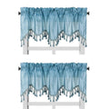 Solid Faux Silk Swag Waterfall Cascade Ascot Window Curtain Valance w/Tassels Trim 55  x18  Wave (2, Light Blue)