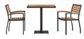Flash Furniture 3 Piece Patio Dining Table Set - Indoor/Outdoor Black Steel Framed 30 Square Faux Teak Table - 2 Stacking Club C