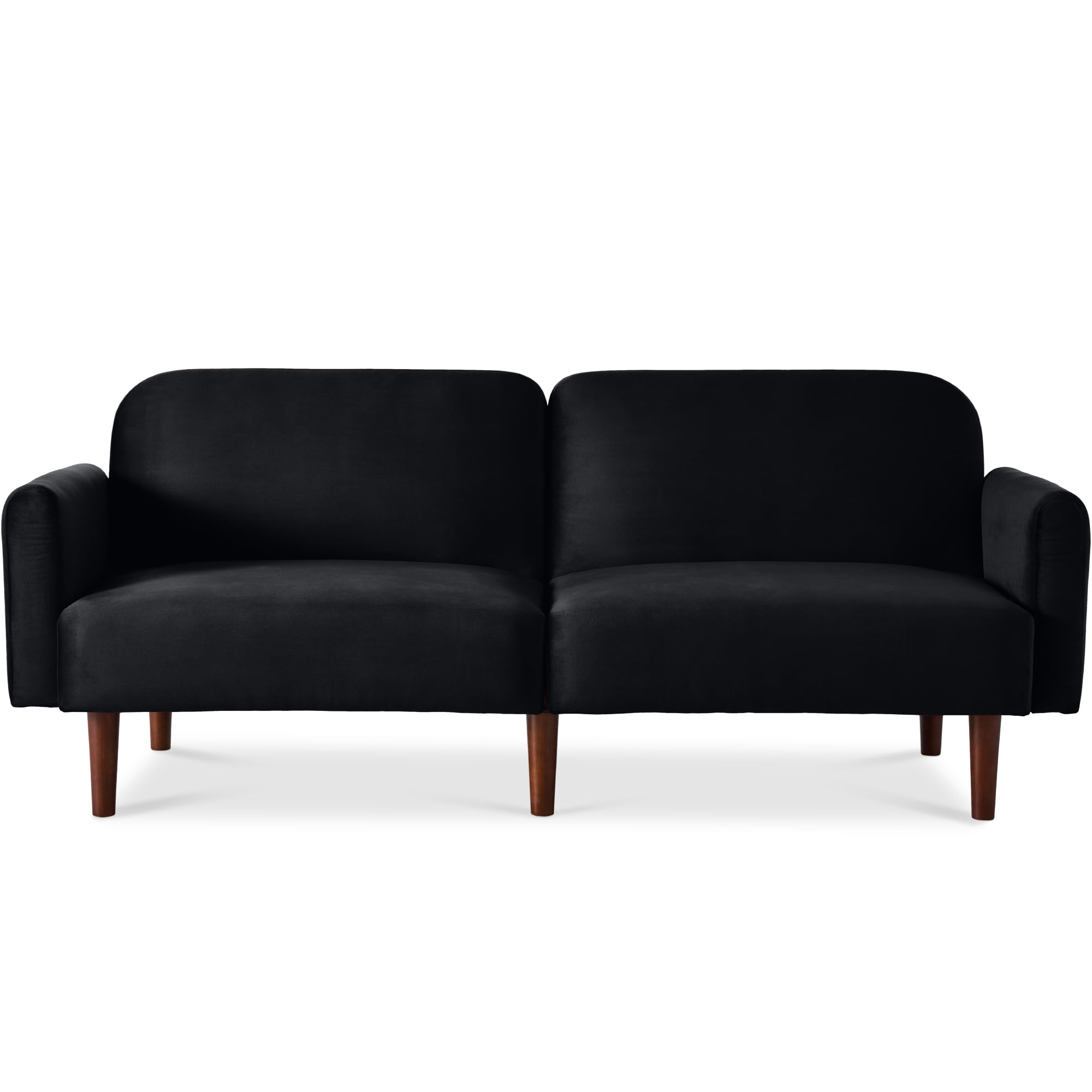 Best Choice Products 77 Mid Century Modern Velvet Loveseat Sofa, Couch, Convertible Sofa Sleeper Bed w/Real Wood, Removable Armr