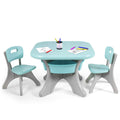Costzon Kids Table and Chair Set, 3 Piece Activity Table w/Detachable Toy Storage Bins & 2 Chairs for Children Reading Art Craft