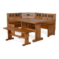 Pemberly Row Farmhouse Wood Kitchen Corner Breakfast Dining Nook Set with Hidden Storage in Rustic Oak