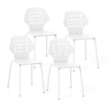 Giantex Modern Dining Chairs Set of 4, Modern Kitchen Chair with Hollowed Backrest, Armless Dining Side Chair with Metal Legs, M