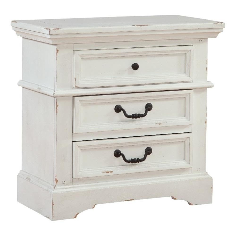 American Woodcrafters Stonebrook 3-Drawer Antique White Wood Nightstand