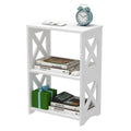 LUCKNOCK 3-Tiers Side Table, Narrow End Table with Storage Shelf, Simple Bedside Table Nightstand, Small Bookshelf Bookcase, Dis