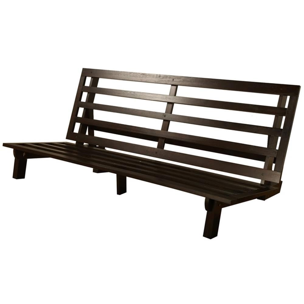 Kodiak Furniture Carson 75 Traditional Full-Size Wood Futon Frame, Solid Pine Construction, Assembly Required, in Java Brown Fin