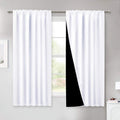 NICETOWN Pure White 100% Blackout Lined Curtains, 2 Thick Layers Completely Blackout Window Treatment Thermal Insulated Drapes f