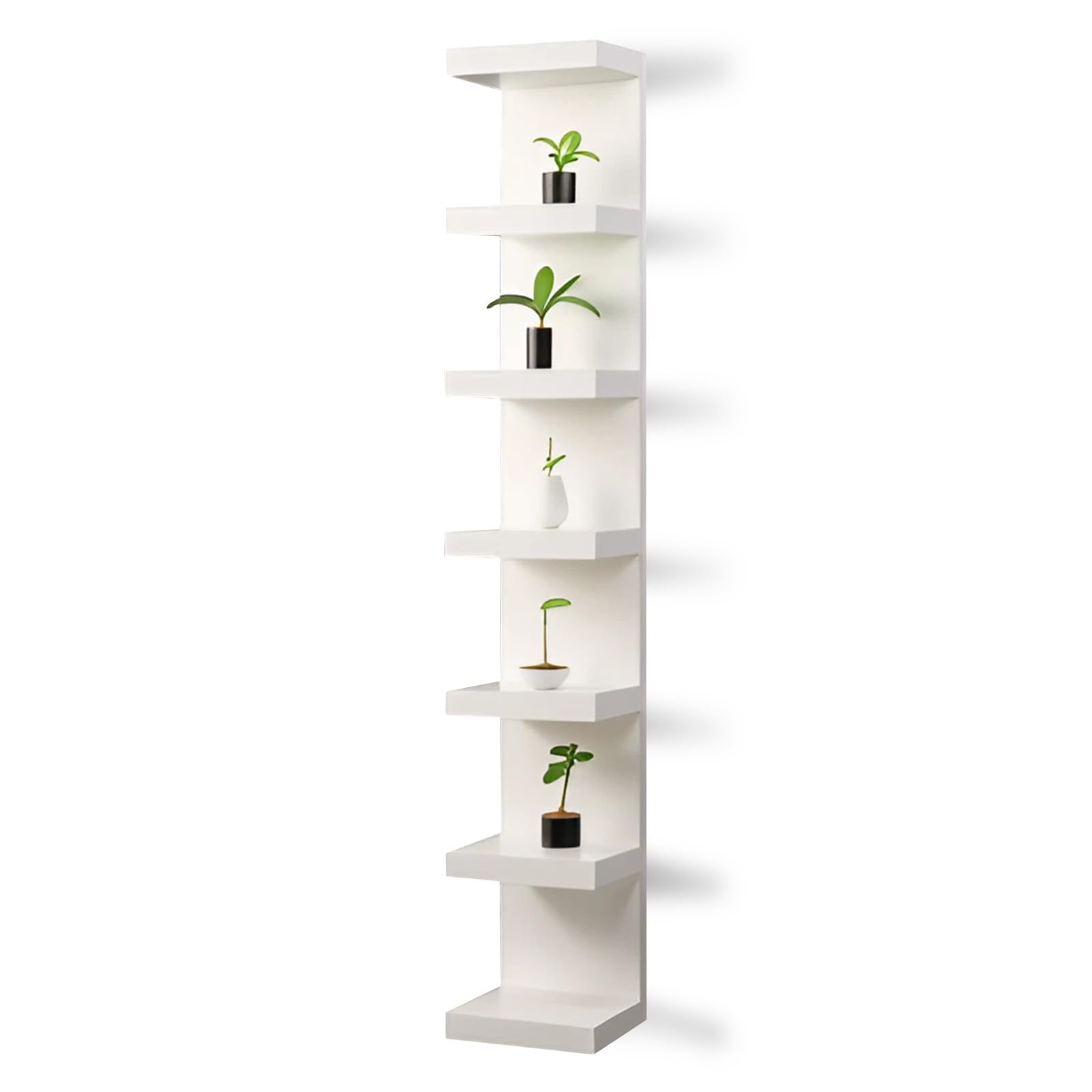 home stuff Wall Shelf Unit, 7 Tier Wall Shelves, Vertical Column Shelf Storage Home Decor Organizer Design Utility Lack Shelving