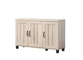 Lilola Home Corby 45 W Dusty Gray Oak Finish 3-Door Shoe Cabinet - Modern Entryway Organizer with Adjustable Shelves and Slatted