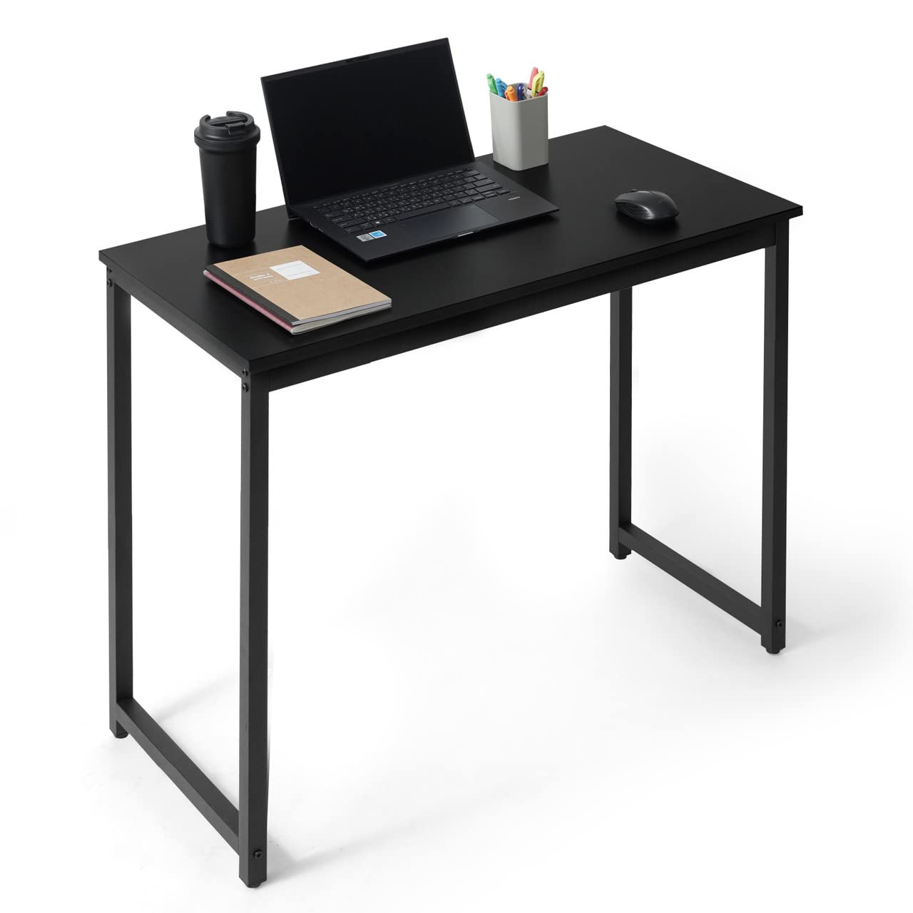 CAPHAUS 32 Inch Modern Work Desk, Space-Saving Home Office Writing Desk, Black