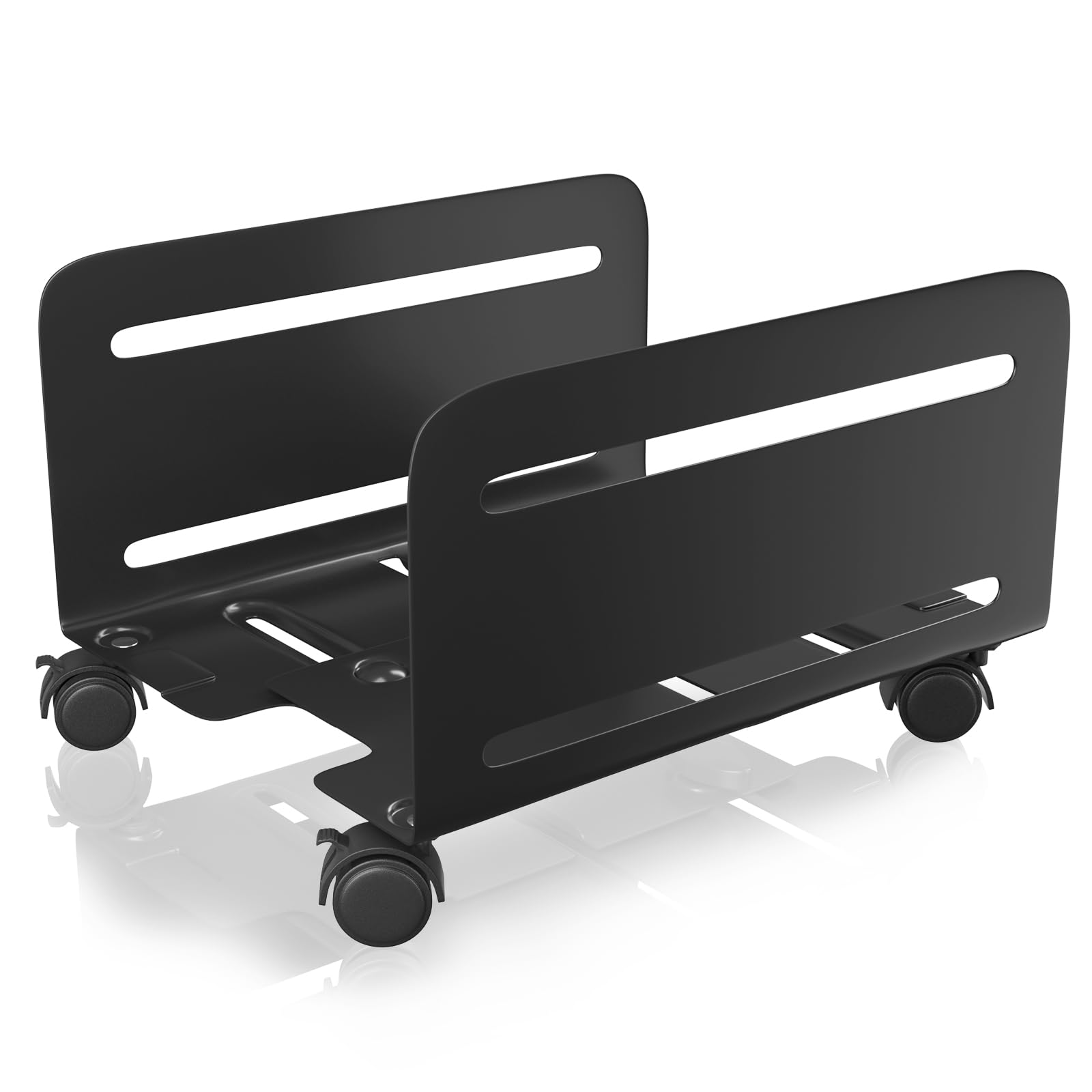 AGPTEK CPU Stand - Adjustable Width 4.7 to 8.2 with 2 Locking Wheels and 2 Caster Wheels - Black