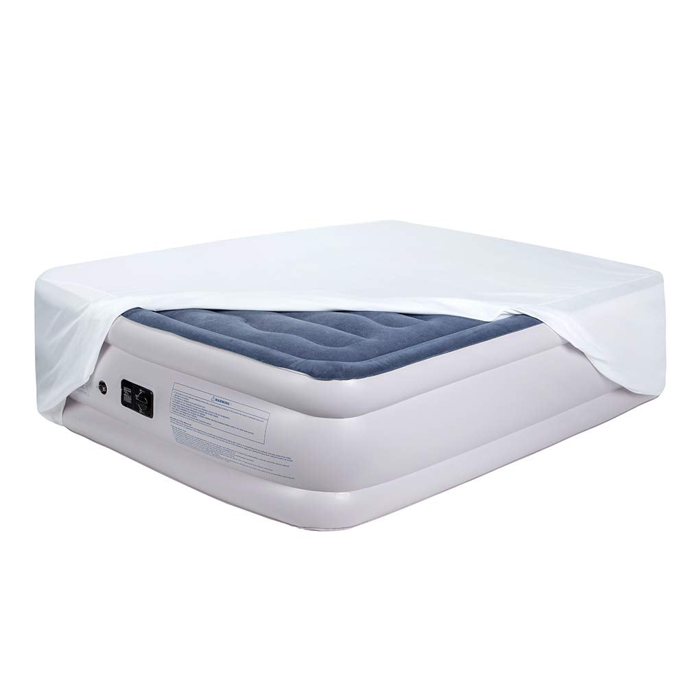 Bedecor Fitted Sheet for Air Mattress Inflate Without Disassembly Convenient & Firm Deep up to 21 White -King