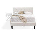 East West Furniture NL19F-1HA14 2 Piece Bedroom Set - Full Size Button Tufted Platform Bed Frame - Linen white Velvet Fabric Uph