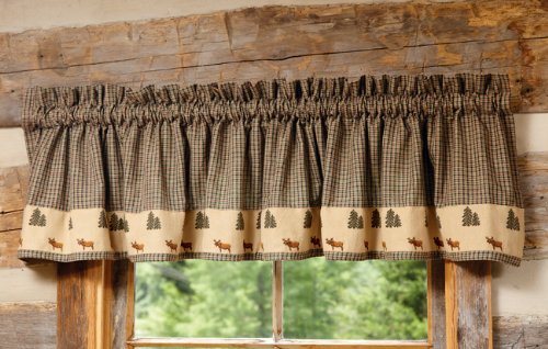 Black Forest D  cor Northern Moose Plaid Valance