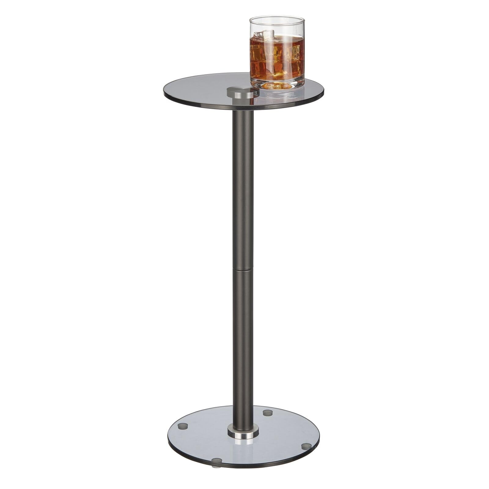 mDesign Glass Top Side/End Drink Table - Tall Modern Round Accent Metal Nightstand Furniture for Living Room, Dorm, Home Office,