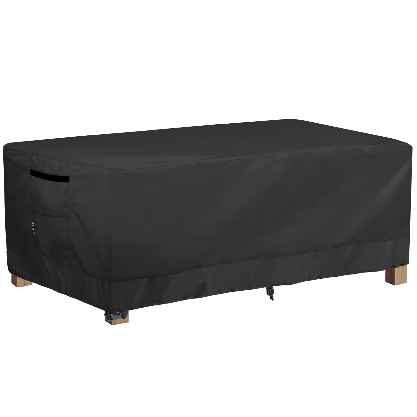 STEECA Patio Coffee Table Cover, Waterproof Rectangular Small Side Table Cover for Outdoor Furniture 42L x 24W x 18H inch, Black