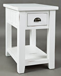 Jofran Artisans Craft Farmhouse Solid Acacia Chairside End Table, 16L x 24W x 24H, Weathered White,1744-7