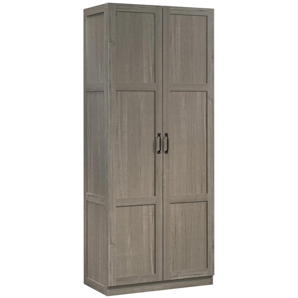 Sauder Select Storage Cabinet, Pantry Cabinet Kitchen Storage with Adjustable Shelves, Bathroom Storage Cabinet, in Silver Sycam