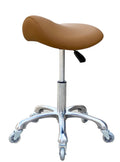 FRNIAMC Professional Saddle Stool with Wheels Ergonomic Swivel Rolling Height Adjustable for Clinic Dentist Beauty Salon Tattoo 