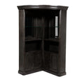 Benjara Wooden Bar Cabinet with Glass Shelves, Brown