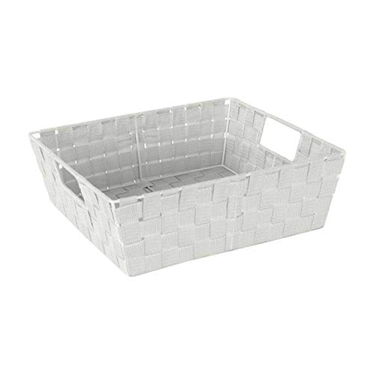 Simplify Large Shelf Woven Strap Tote | Decorative Storage Basket | Built in Handles | Organization | Closet | Bedroom | Bathroo