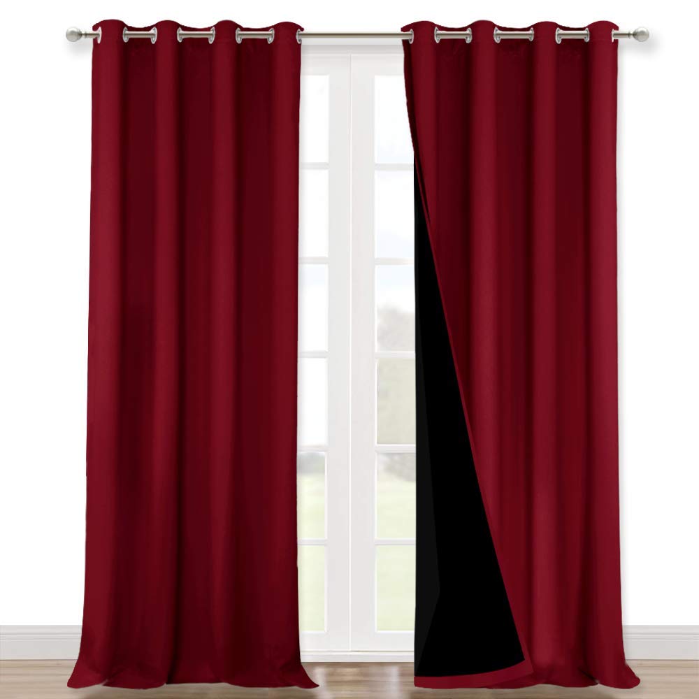 NICETOWN Cold Blocking Curtains, Truly Blackout Drapes, Heavy-Duty Full Light Shading Curtain Set with Black Liner Backing for V