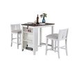 Graham 3-Piece White Finish Small Space Counter Height Dining Table with Shelves and 2 Chairs