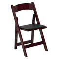 Flash Furniture 4 Pack HERCULES Series Mahogany Wood Folding Chair with Vinyl Padded Seat