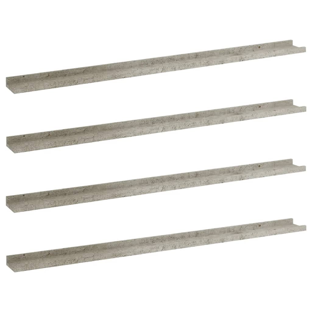 vidaXL Wall Shelves Floating Shelves Display Shelves 4 Pcs Concrete Gray MDF - Home Office Living Room